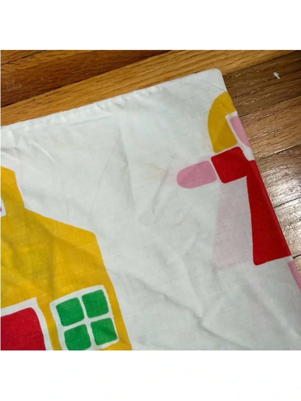 Vintage 1982 Marimekko Dan River Bo Boo Schoolhouse Pillow Case Primary Colors